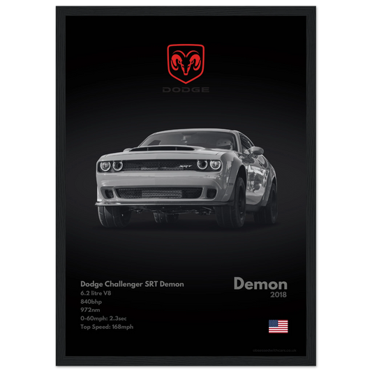 Dodge Challenger SRT Demon Poster- Monochrome Collection