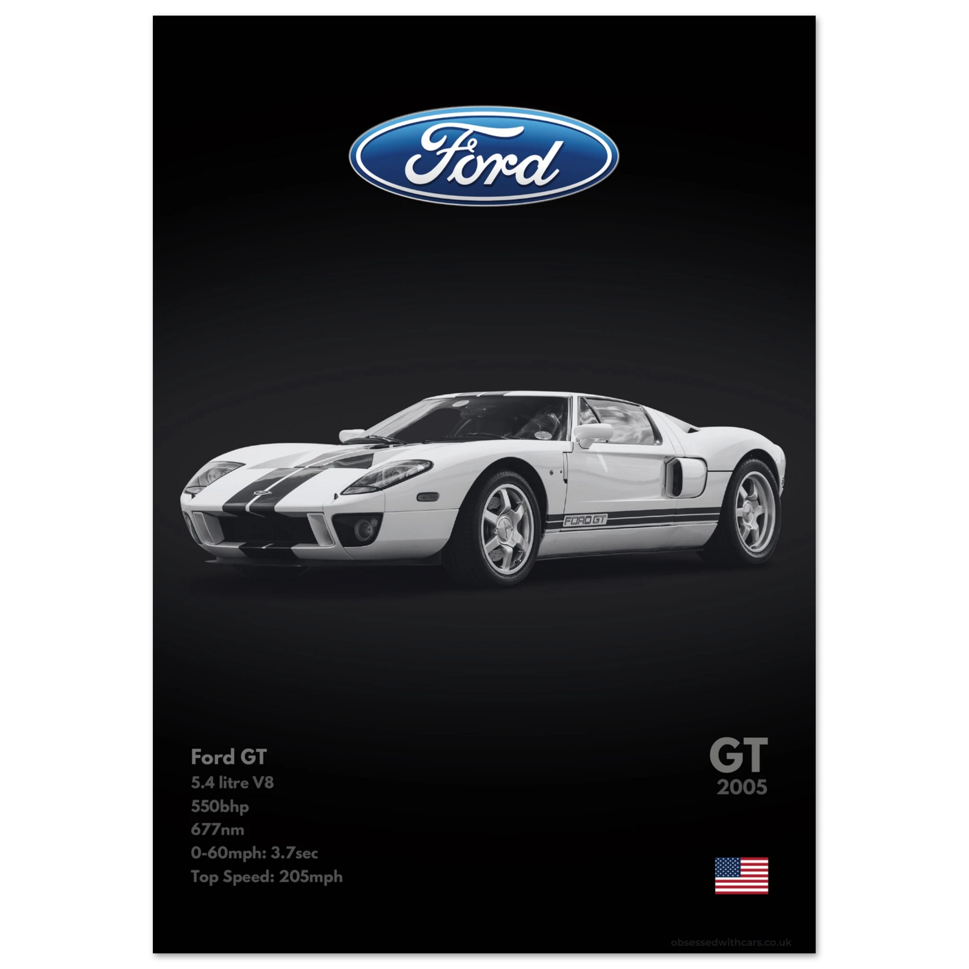 Ford GT Poster - Monochrome Collection
