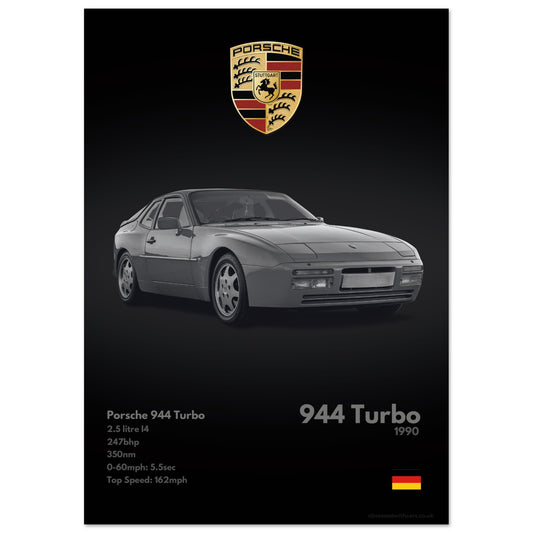 Porsche 944 Turbo Poster - Monochrome Collection