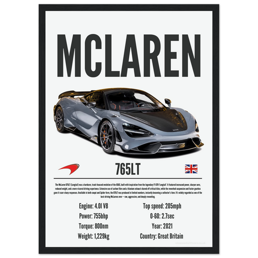 Mclaren 765LT Poster - Precision Collection