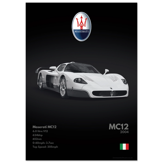 Maserati MC12 Poster - Monochrome Collection