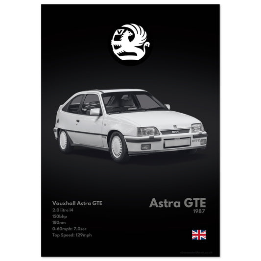 Vauxhall Astra GTE Poster - Monochrome Collection