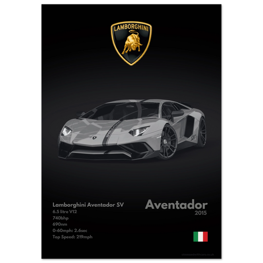 Lamborghini Aventador SV Poster - Monochrome Collection