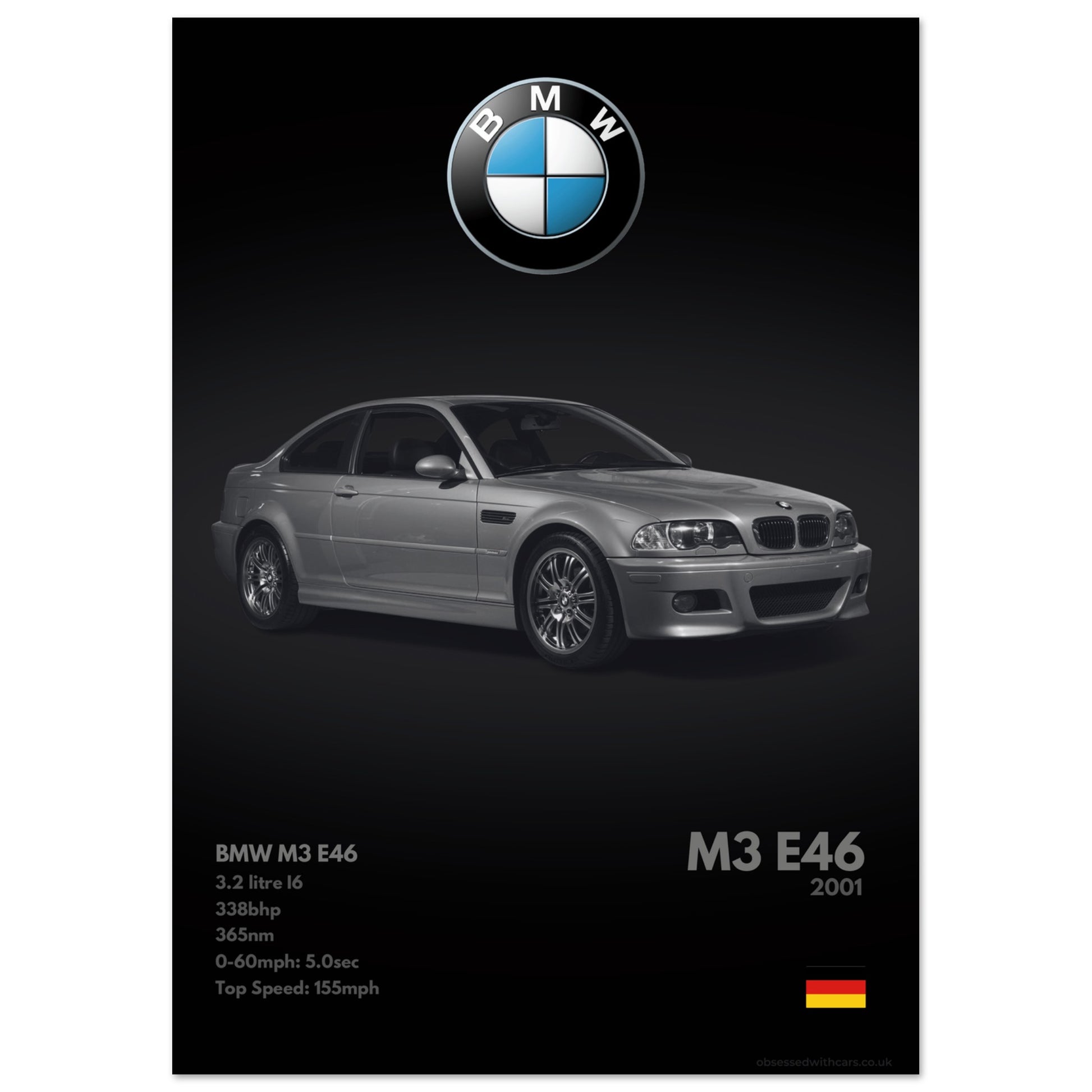 BMW M3 E46 Poster - Monochrome Collection