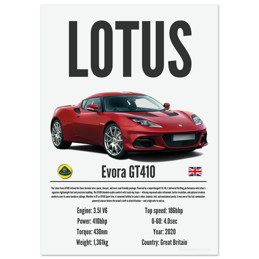 Lotus Evora GT410 Poster - Precision Collection