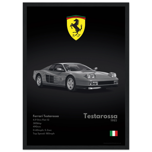 Ferrari Testarossa Poster - Monochrome Collection