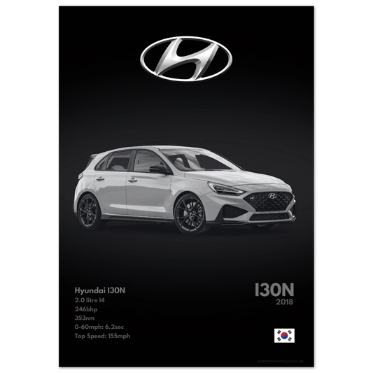 Hyundai I30N Poster - Monochrome Collection