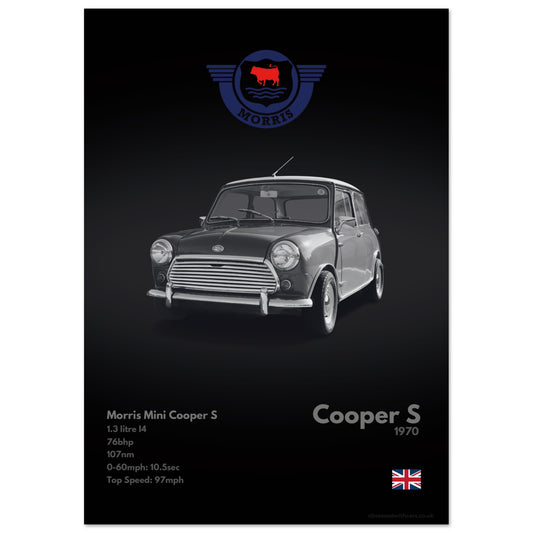 Morris Mini Cooper S Poster - Monochrome Collection