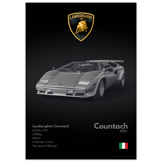 Lamborghini Countach Poster - Monochrome Collection