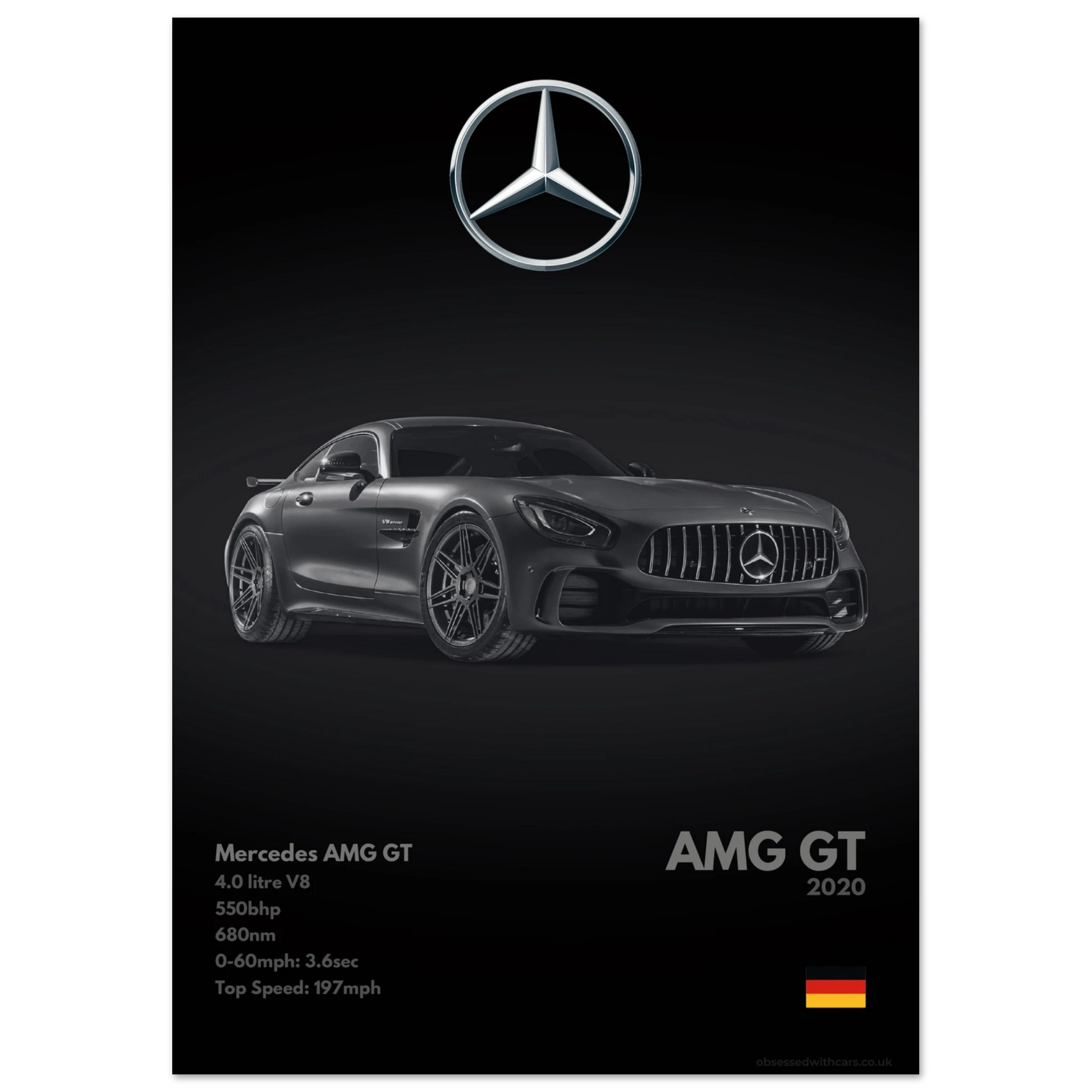 Mercedes AMG GT Poster - Monochrome Collection