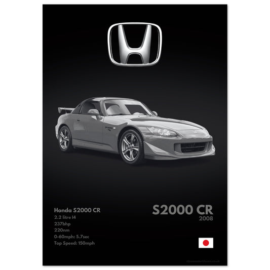 Honda S2000 CR Poster - Monochrome Collection