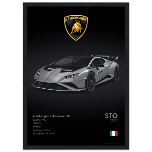 Lamborghini Huracan STO Poster - Monochrome Collection