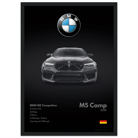 180 BMW M5 Competition Poster - Monochrome Collection