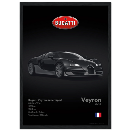 Bugatti Veyron Super Sport Poster - Monochrome Collection