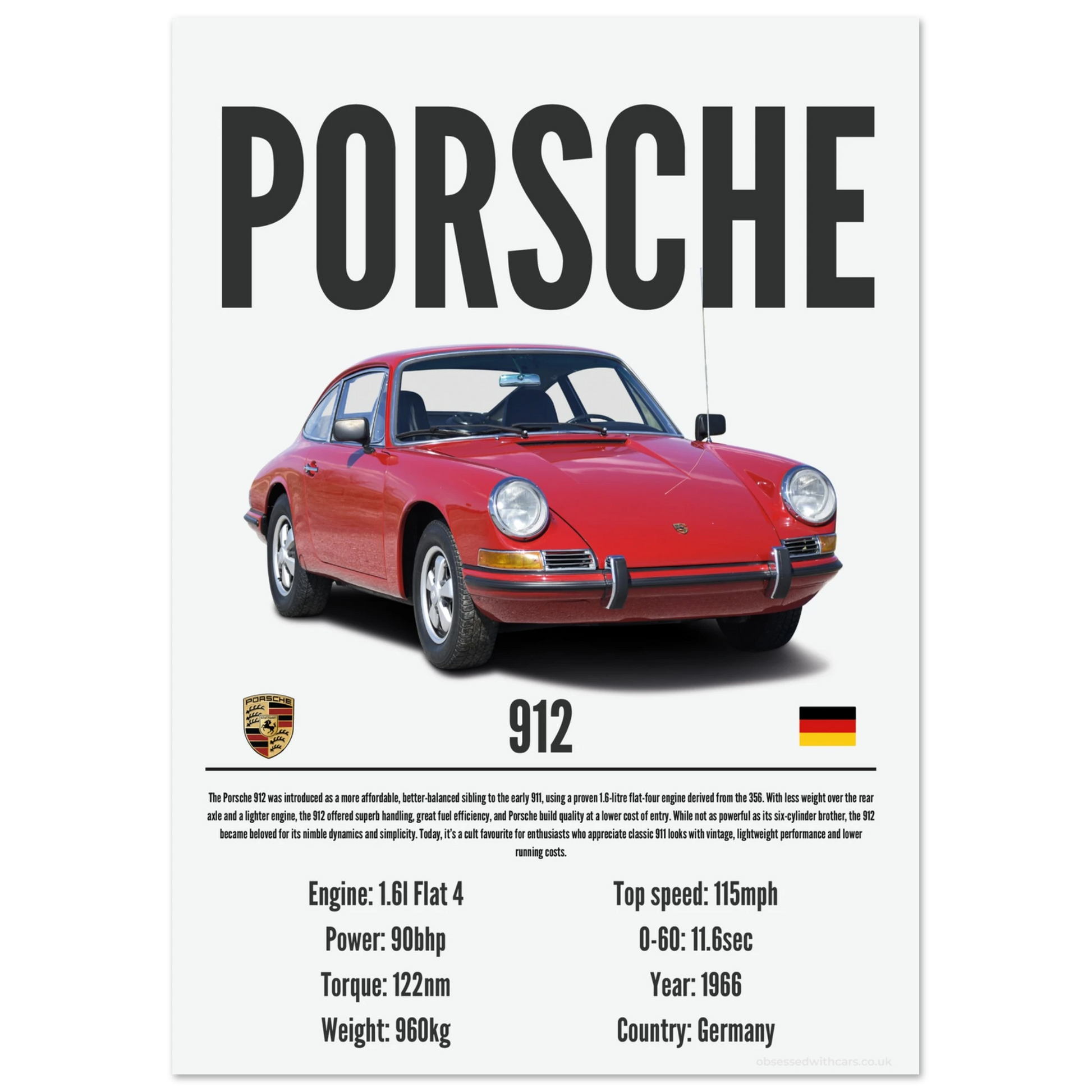 Porsche 912 Poster - Precision Collection