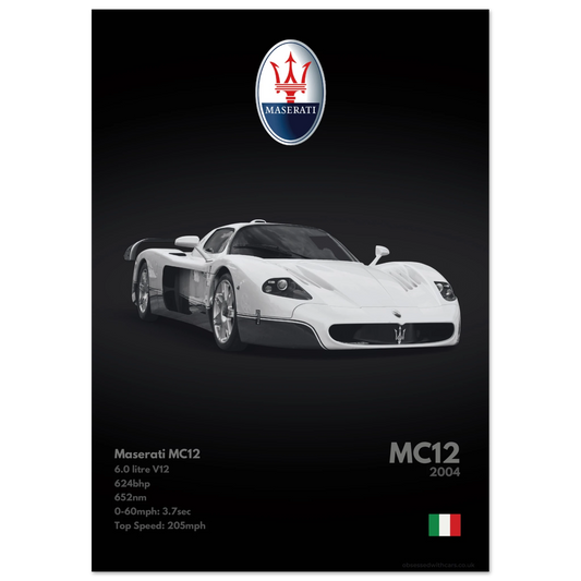 Maserati MC12 Poster - Monochrome Collection