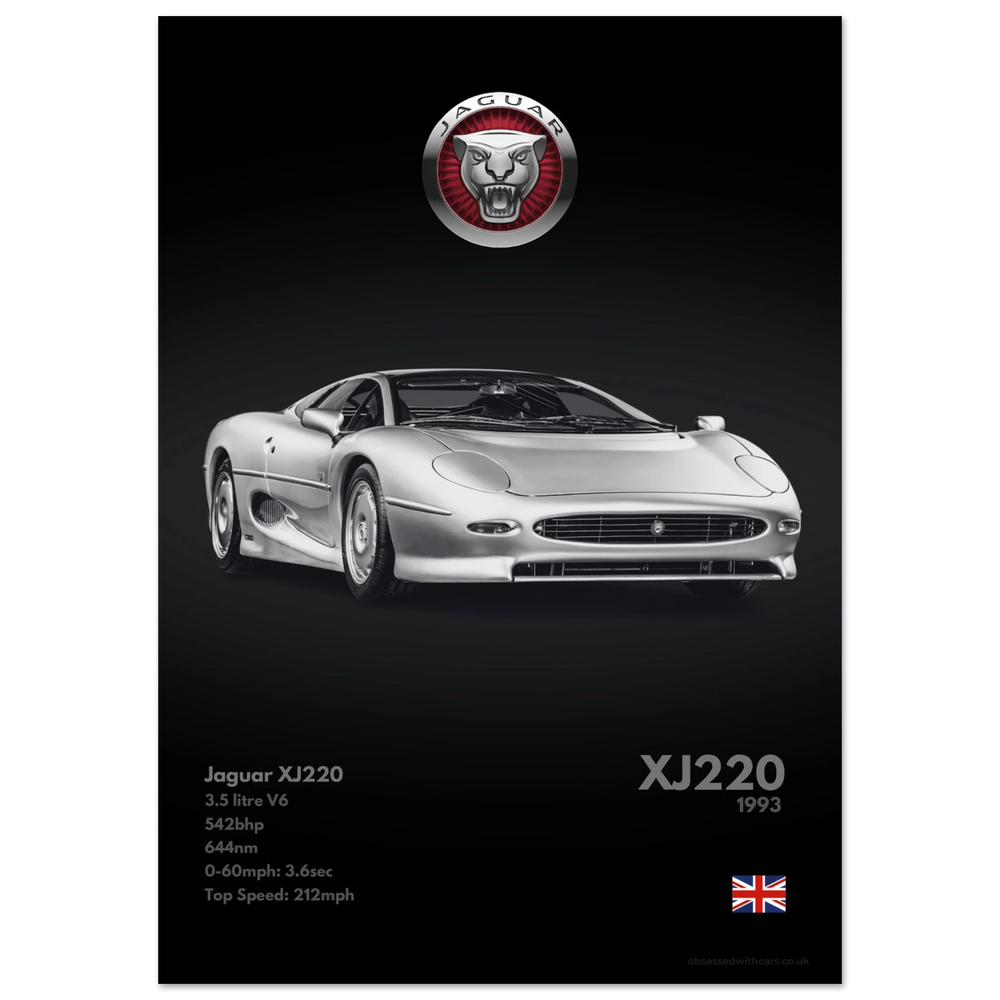 241 Jaguar XJ220 Poster - Monochrome Collection