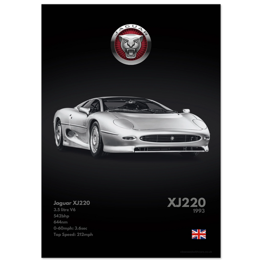 Jaguar XJ220 Poster - Monochrome Collection