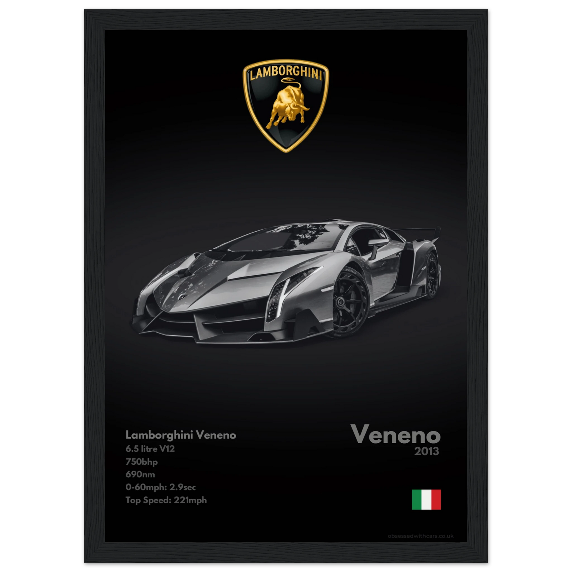 Lamborghini Veneno Poster - Monochrome Collection