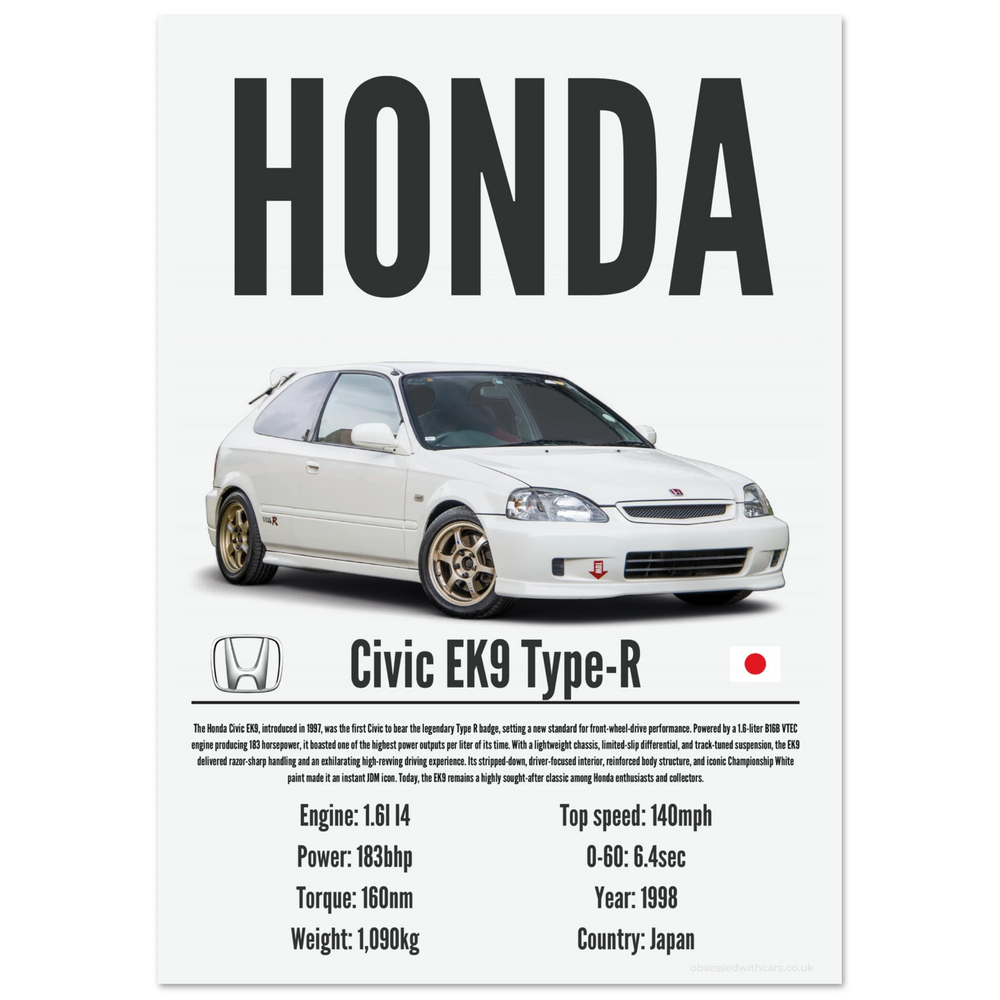 141 Honda Civic EK9 Type R Poster - Precision Collection