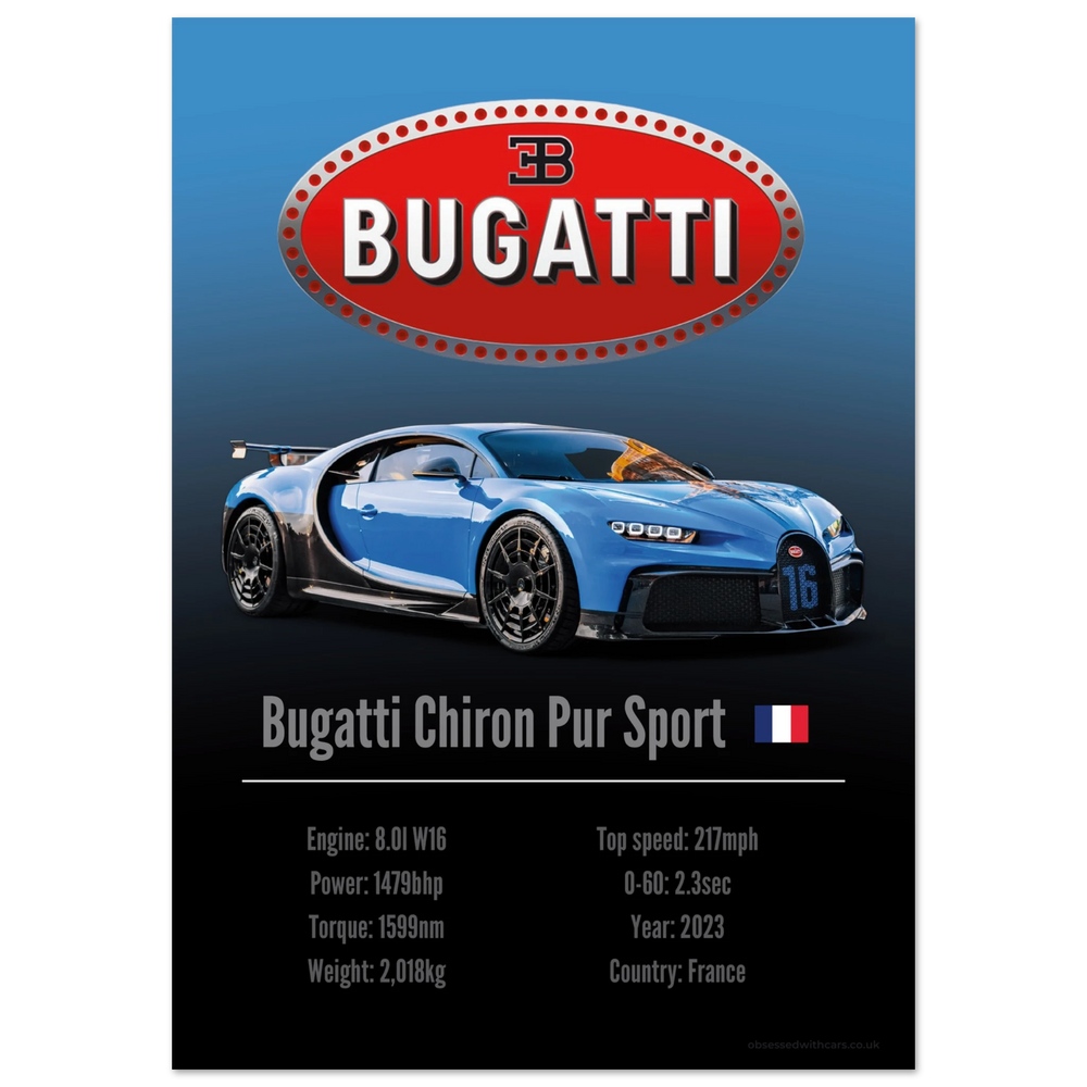 042 Bugatti Chiron Pur Sport Poster - Accent Collection
