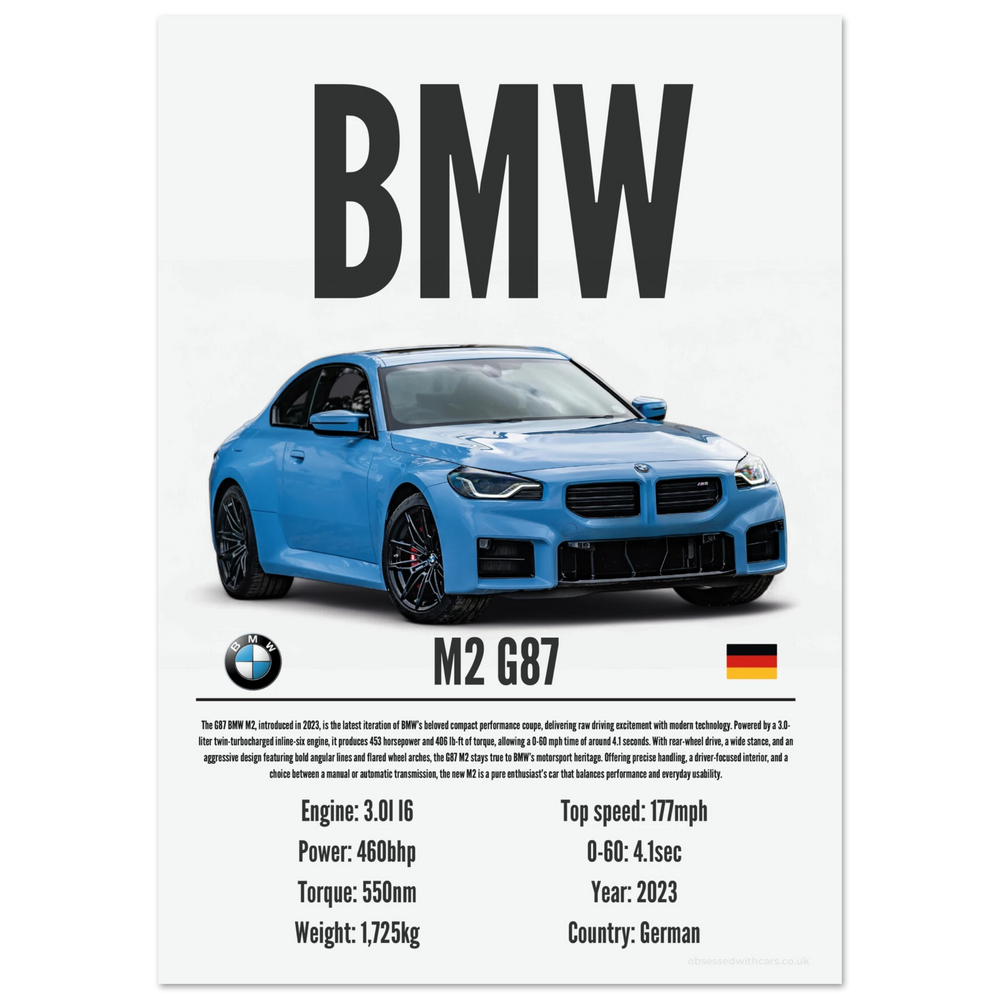 111 BMW M2 G87 Poster - Precision Collection