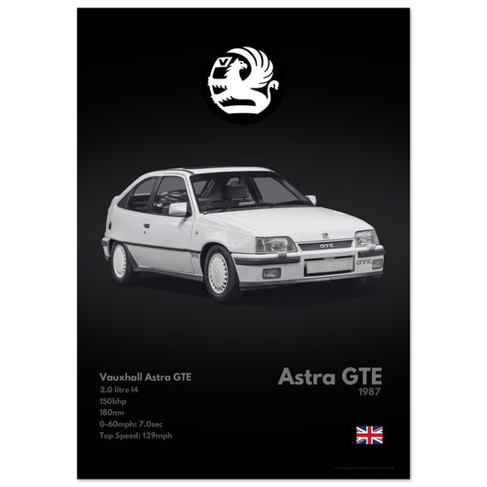 Vauxhall Astra GTE Poster - Monochrome Collection
