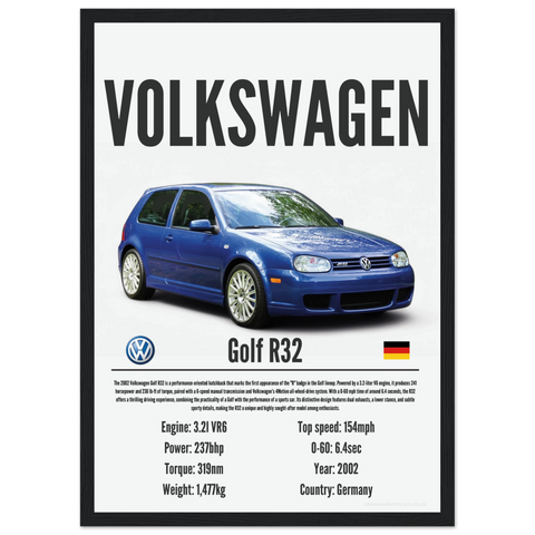 230 Volkswagen Golf R32 Poster - Precision Collection