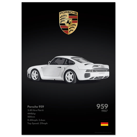 Porsche 959 Poster - Monochrome Collection