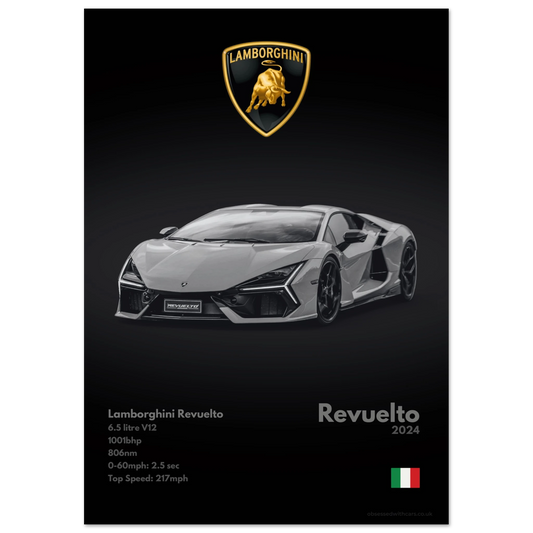 Lamborghini Revuelto Poster - Monochrome Collection