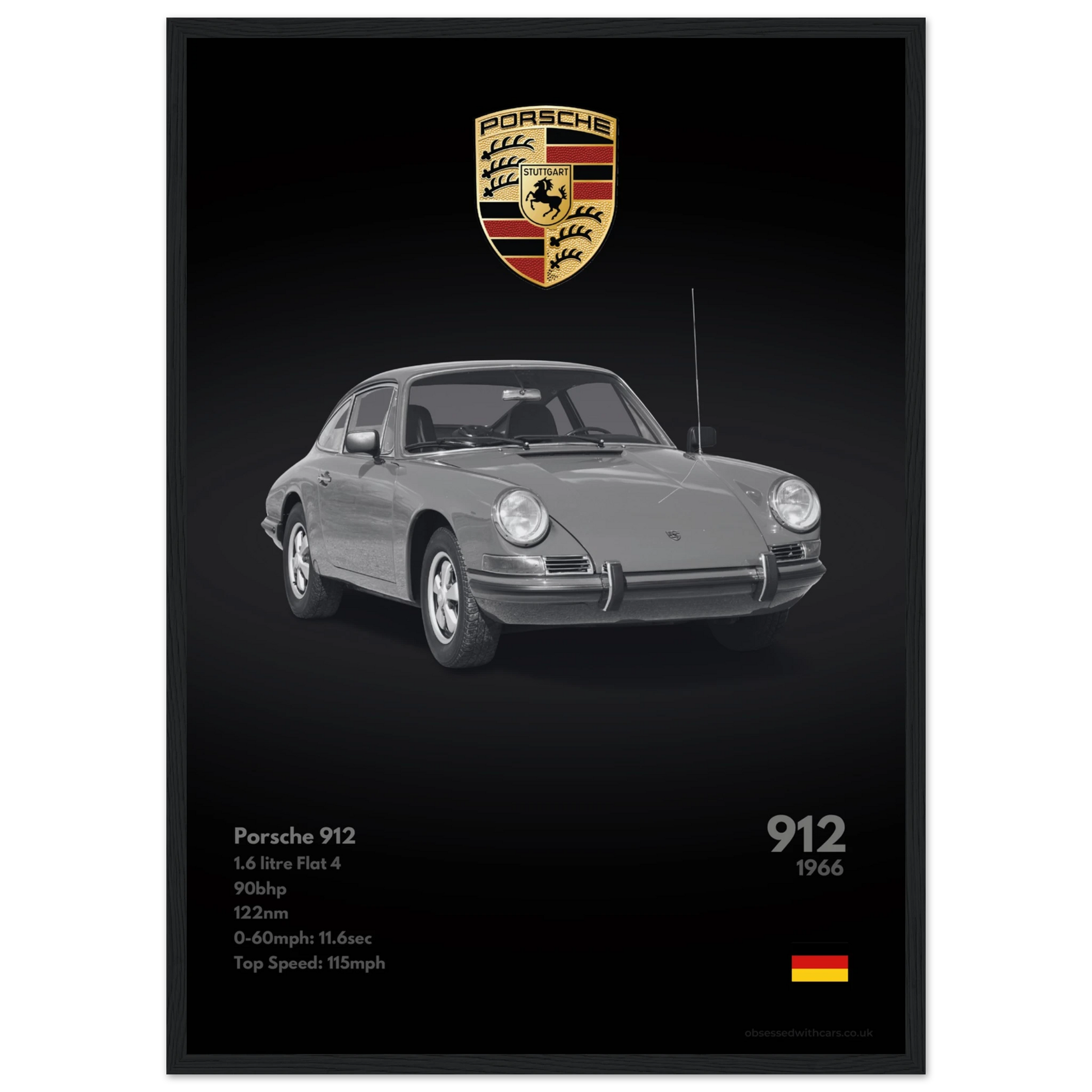 Porsche 912 Poster - Monochrome Collection