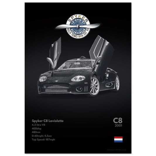 Spyker C8 Laviolette Poster - Monochrome Collection