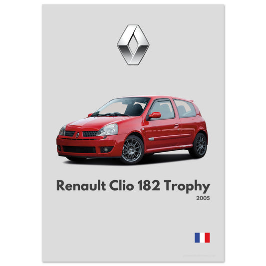 Renault Clio 182 Trophy Poster - Minimalist Collection