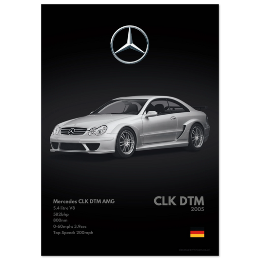 Mercedes CLK DTM AMG Poster - Monochrome Collection