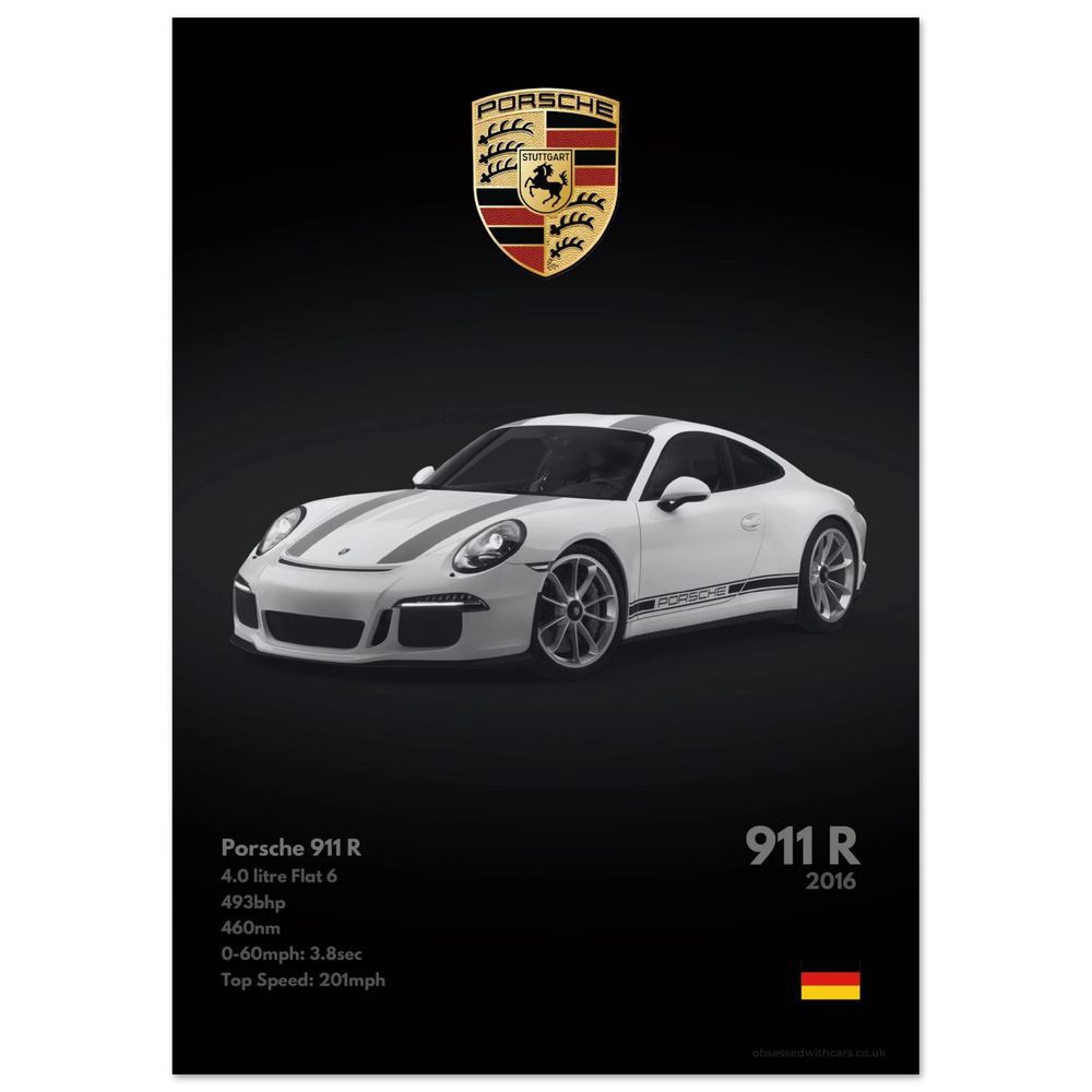 110 Porsche 911R Poster - Monochrome Collection