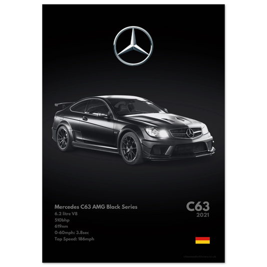 Mercedes C63 AMG Poster - Monochrome Collection