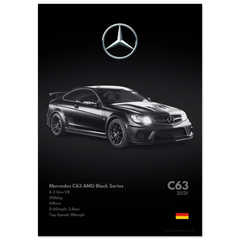 061 Mercedes C63 AMG Poster - Monochrome Collection