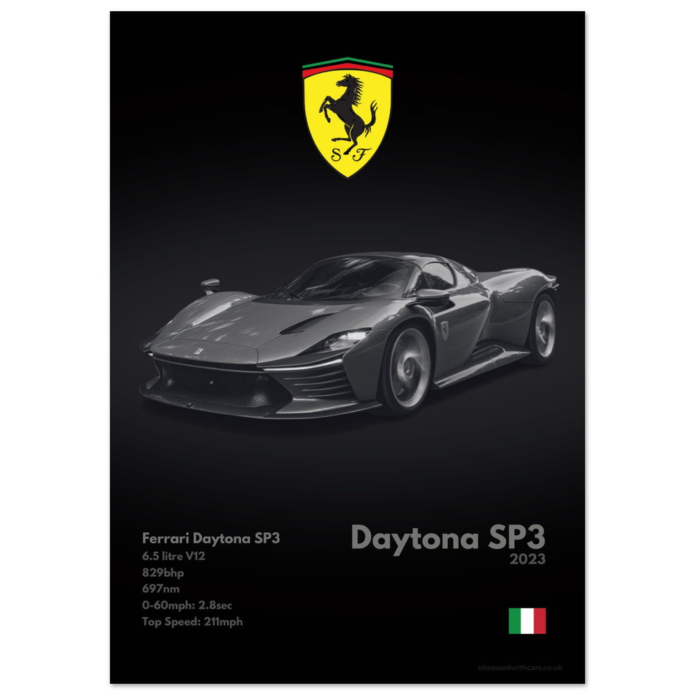 171 Ferrari Daytona SP3 Poster - Monochrome Collection