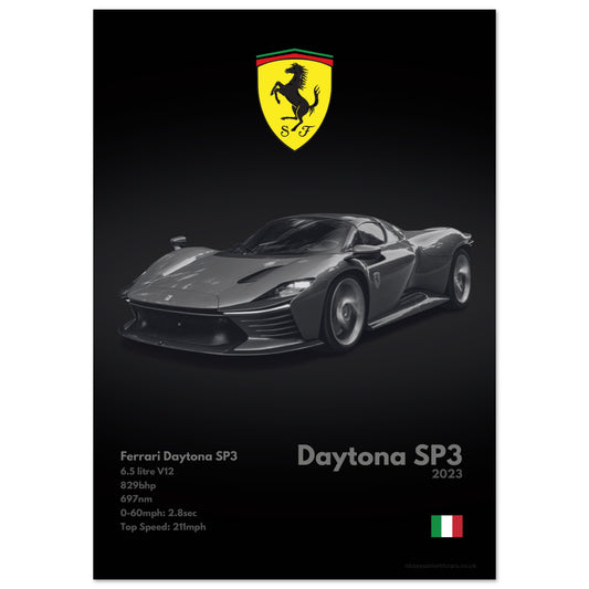 Ferrari Daytona SP3 Poster - Monochrome Collection