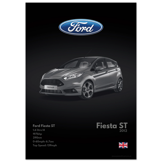 Ford Fiesta ST Poster - Monochrome Collection