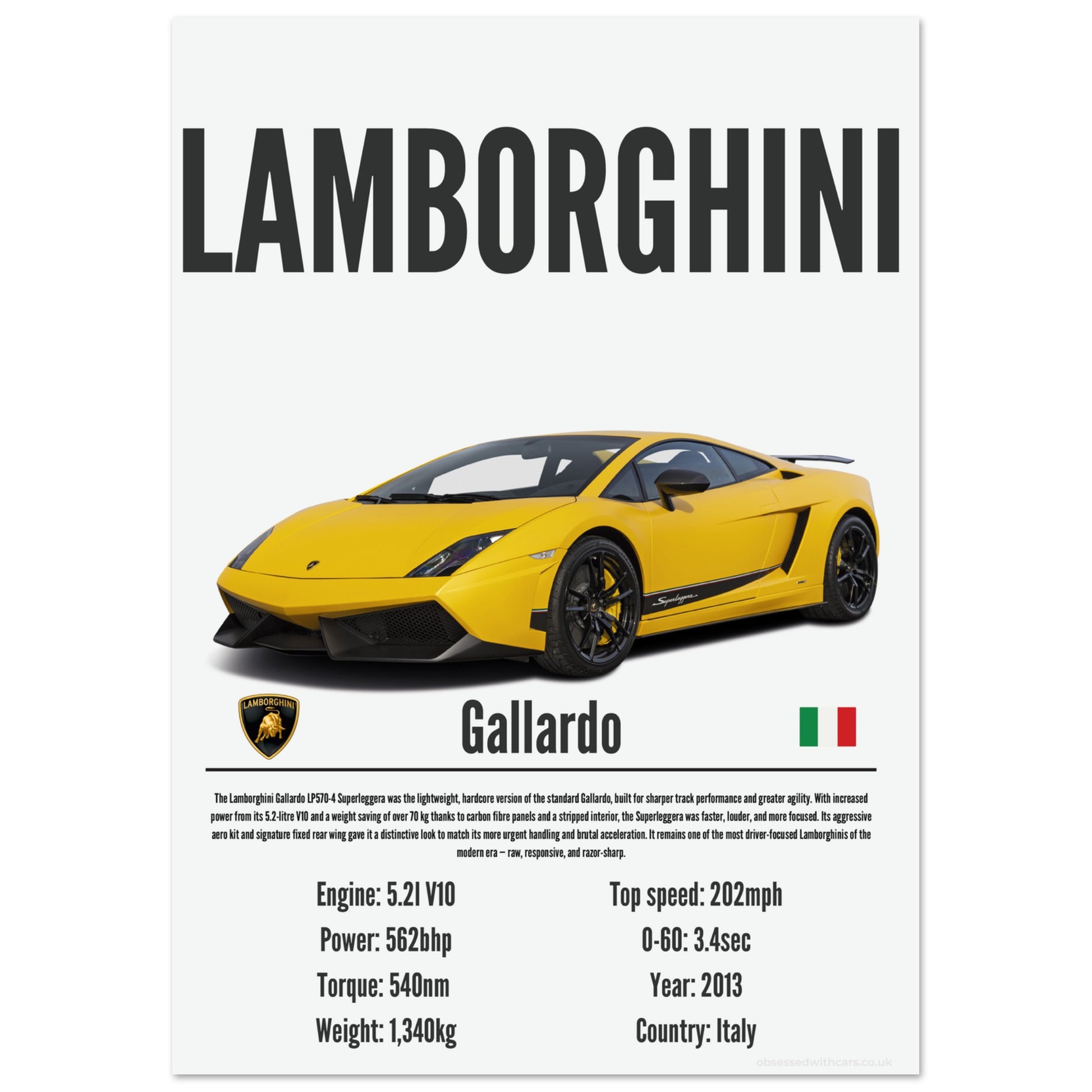 Lamborghini Gallardo Poster - Precision Collection