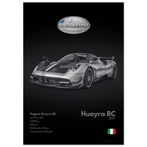 331 Pagani Huayra BC Poster - Monochrome Collection