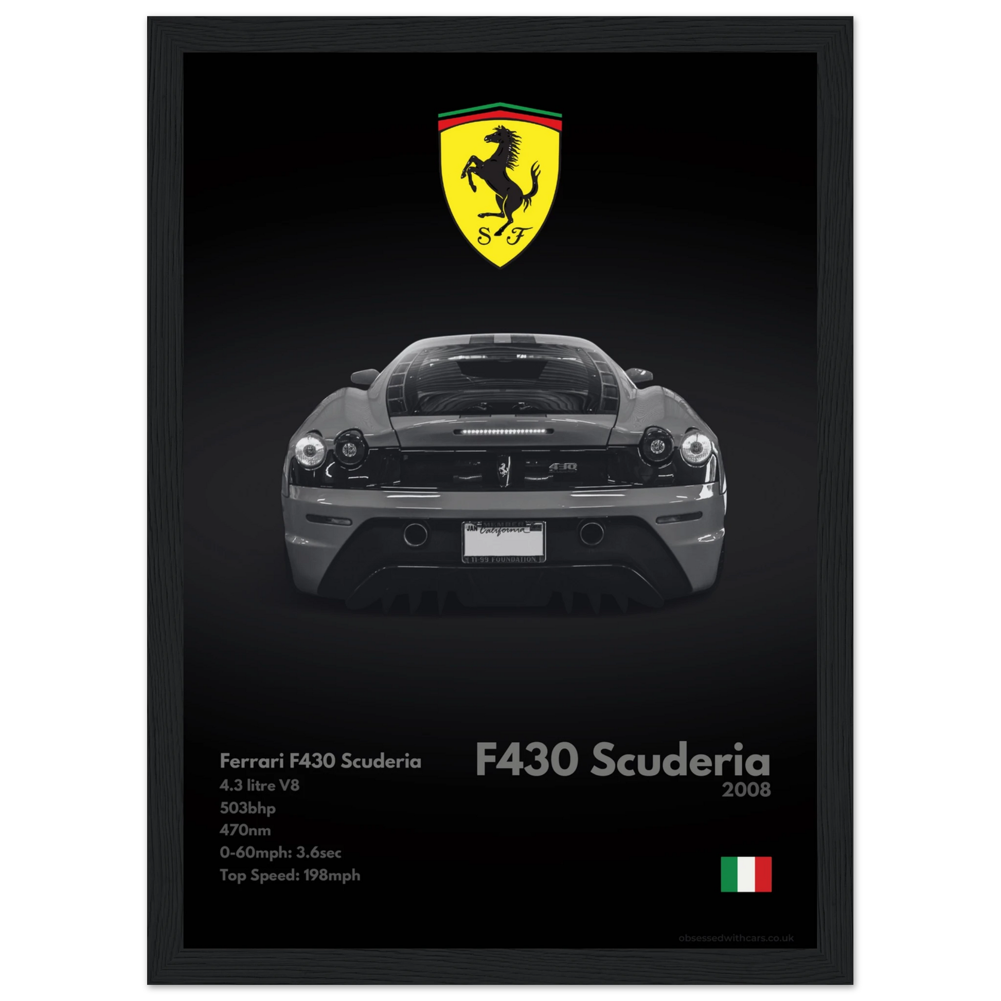 Ferrari F430 Scuderia Poster - Monochrome Collection