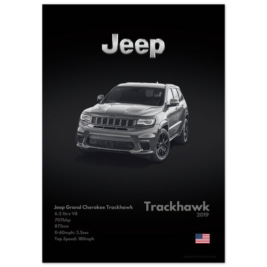 Jeep Grand Cherokee Trackhawk Poster - Monochrome Collection