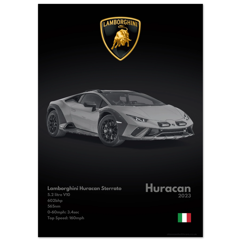 155 Lamborghini Huracan Sterrato Poster - Monochrome Collection