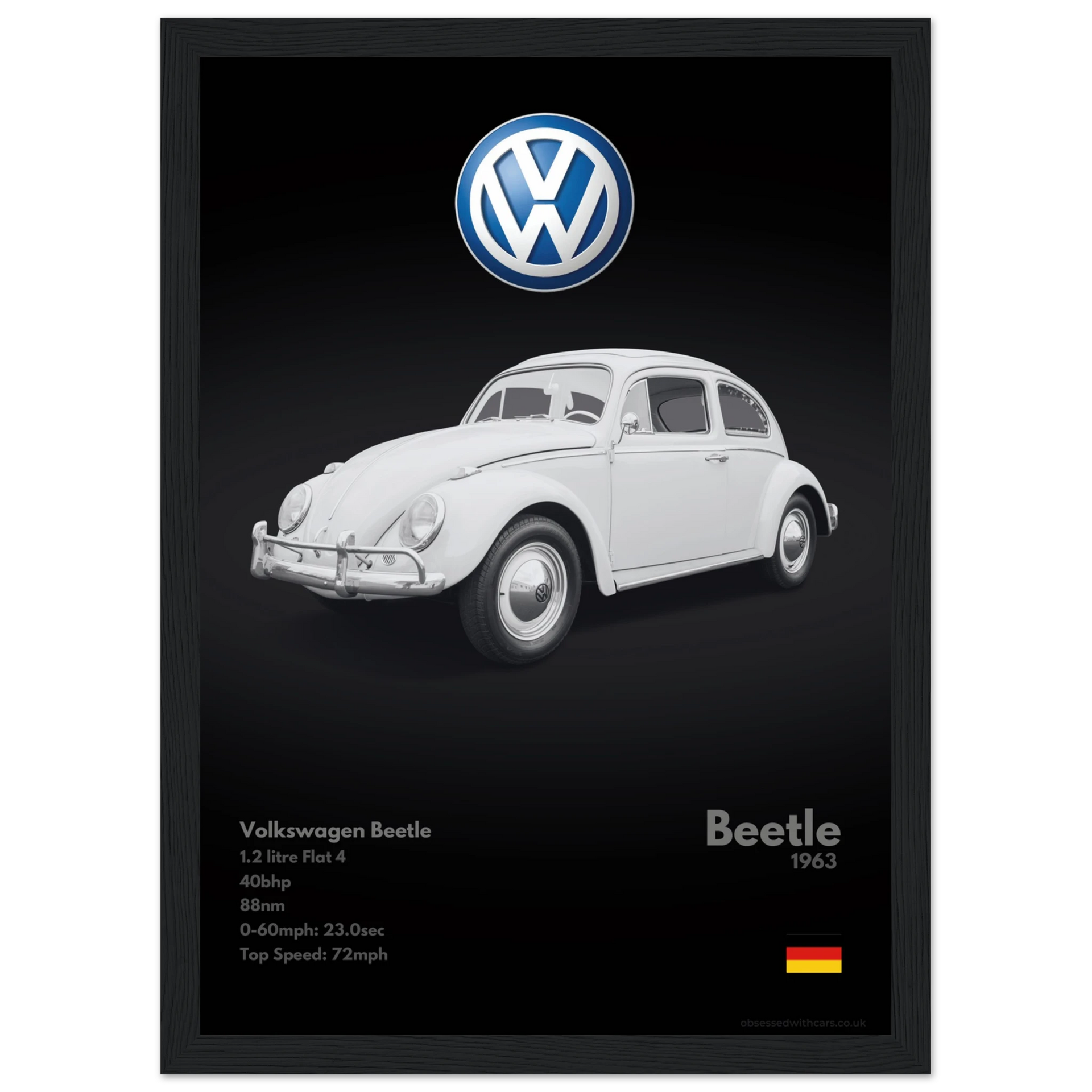 Volkswagen Beetle Poster - Monochrome Collection | Premium Car