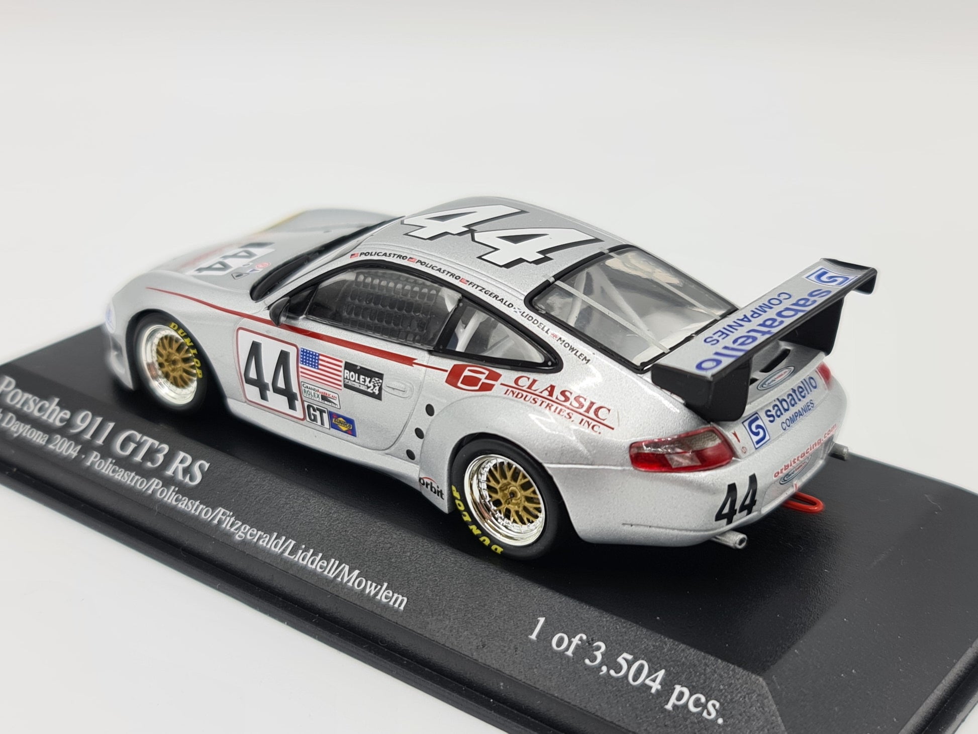 1/43 2004 Porsche 911 GT3 RS - 24h Daytona - Policastro / Policastro Jr / Fitzgerald / Liddell / Mowlem - Minichamps