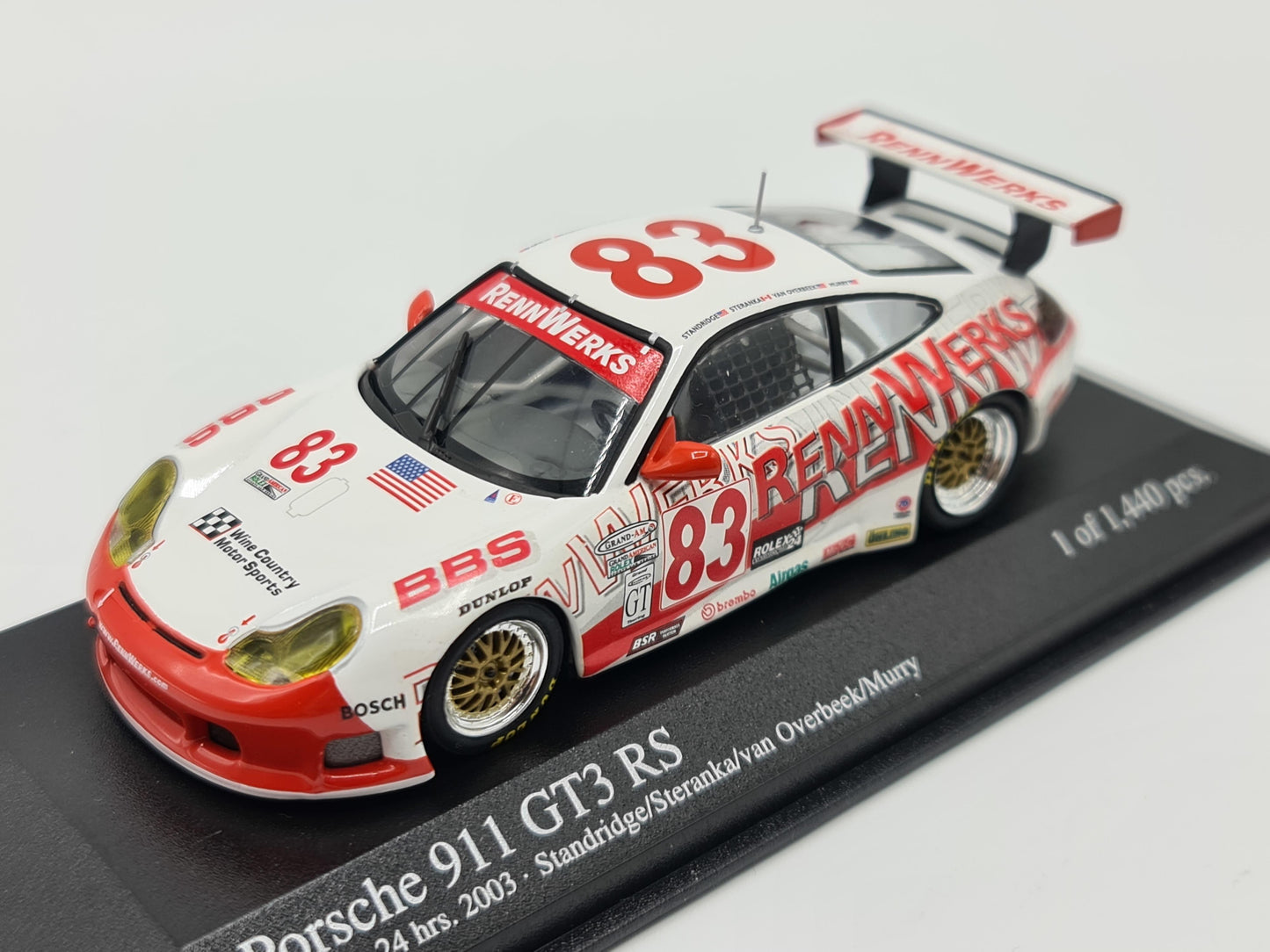 1/43 2003 Porsche 911 GT3 RS - 24h Daytona - Standridge / Steranka / van Overbeek / Murry - Minichamps