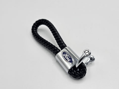Ford Logo Keyring - Braided Leather