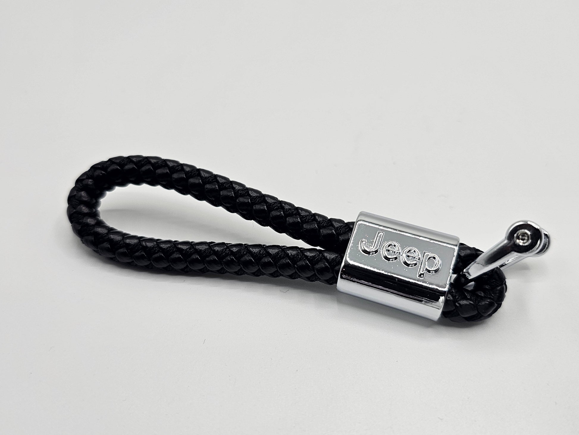 Jeep Logo Keyring - Braided Leather